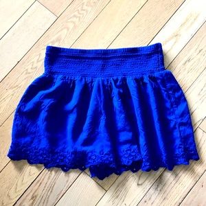 Smocked waist embroidered shorts